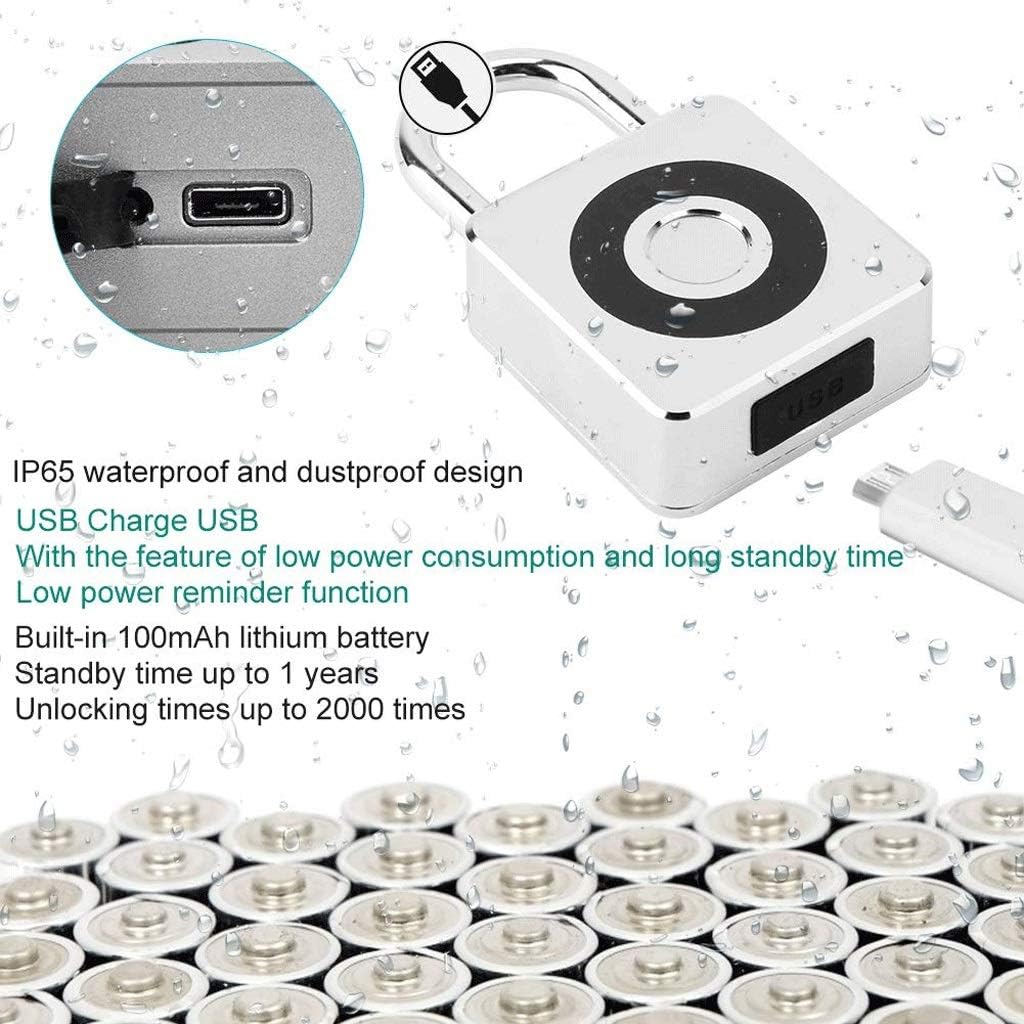 JSEIAJB Smart Padlock, High Security, Rechargeable Anti-Theft Fingerprints for Locker, Gym, Door, Luggage, Suitcase, Handbags, Wardrobes