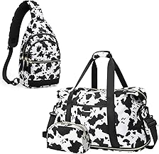 Capolo Expandable Travel Duffle Bag + Crossbody Bags for Women(Cow Print)