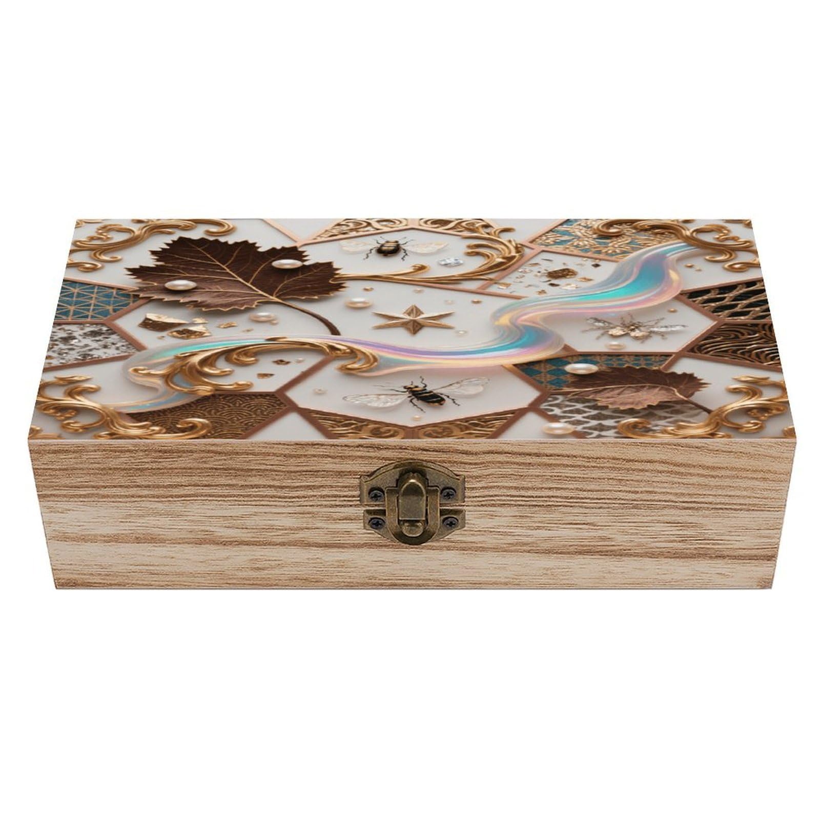 LPAGBCNU Wooden Jewelry Box Keepsake Storage Organizer Acanthus Pearl Pattern Handmade Wooden Box for Storing Jewelry Coins Tartot Cards Small Treasures