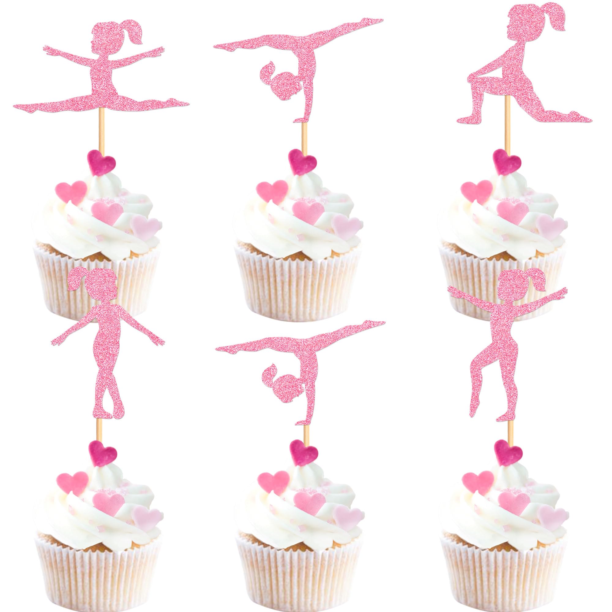 24 Decorazioni Per Cupcake Glitterate Nere – Tema Triathlon Nuoto Corsa Ciclismo Per Feste Sportive