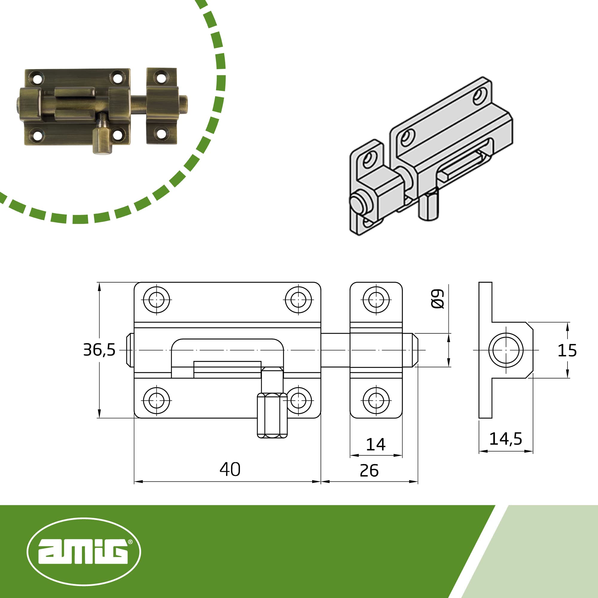 Amig - Overlap Pin for Doors Mod.700, Multicoloured, 40 x 37 mm - Image 3