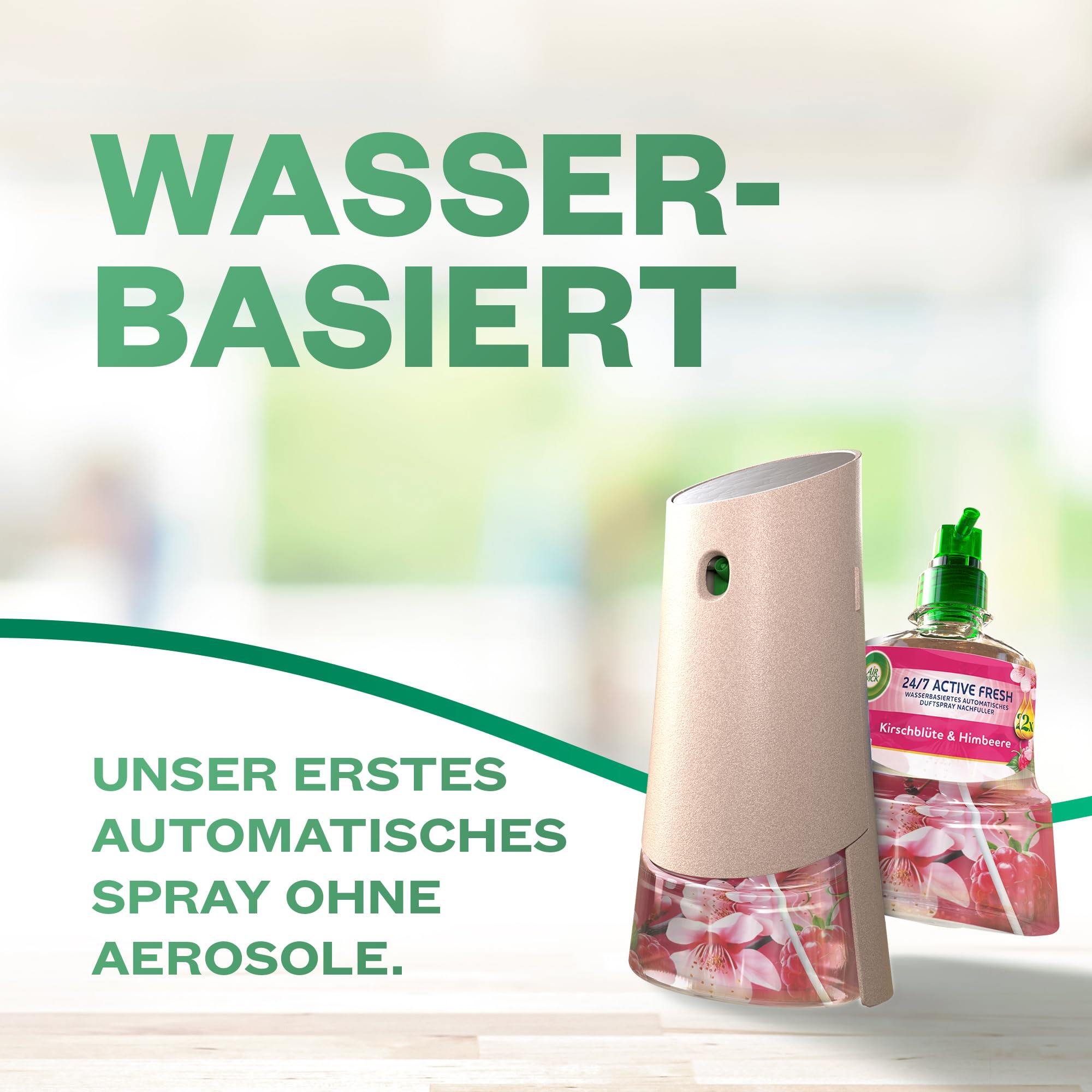Air Wick Active Fresh – Wasserbasierter, automatischer Lufterfrischer – Raumduft Jasminblüte – 4 x 228 ml Nachfüller