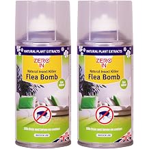 Zero In Natural Insect Killer Flea Bomb 150ml Twin Pack   One-Shot Whole Room Flea Treatment   Kills Fleas, Eggs & Larvae on Contact   Natural Pyrethrins   No Harmful Residues   Treats Up to 40m