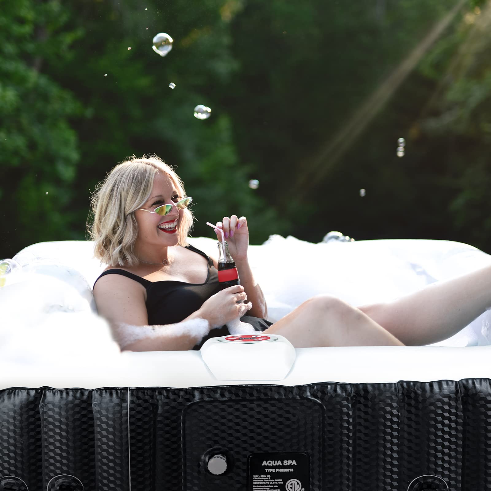 #WEJOY Portable Hot Tub Air Jet Spa 3 Person Inflatable Square Outdoor Heated Hot Tub Spa with 120 Bubble Jets