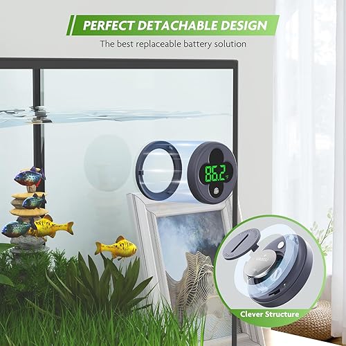 Miniatura 2 de PAIZOO Termómetro digital para acuario, termómetro LED para pecera, medidor de temperatura preciso inalámbrico a 0.9, accesorios de acuario para
