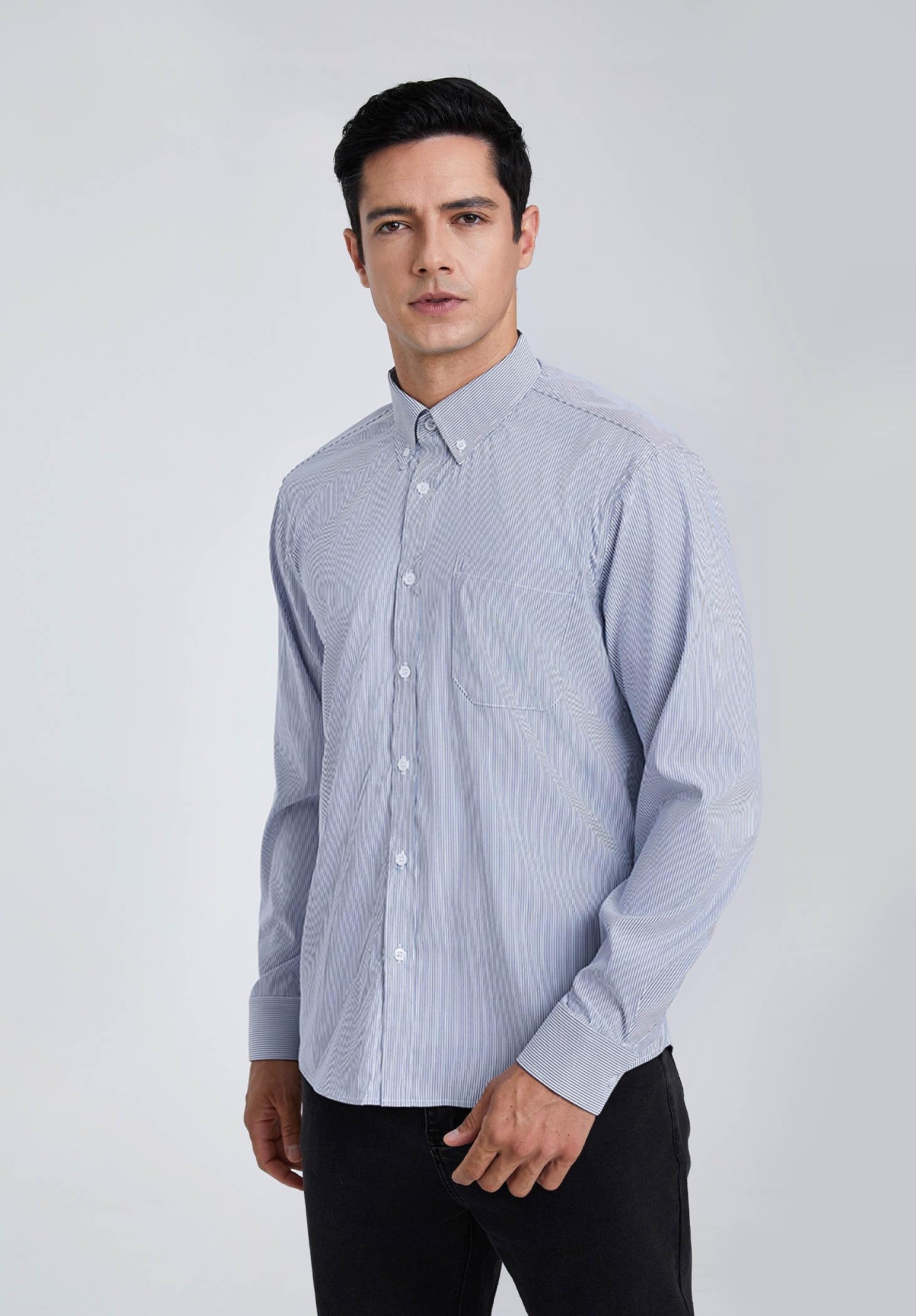 Enlision Camisa de Vestir Manga Larga para Hombre Camisas de Rayas con Botones Regular Fit