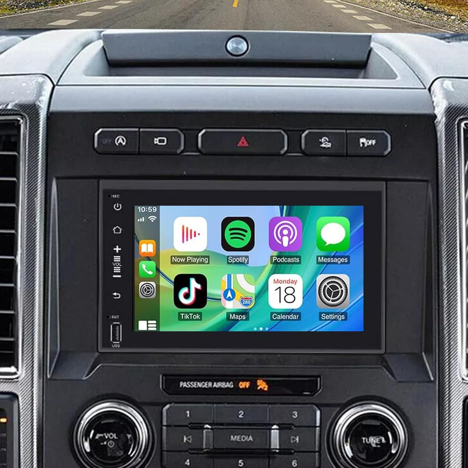 Car Stereo Radio for F150/F250 2004-2014 with Wireless Carplay Android Auto 10'' Android Touch Screen Bluetooth Car Radio with GPS Navigation WiFi FM Head Unit with AHD Backup Camera-2+32G