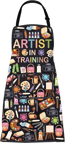 Miniatura 1 de FUSTMW Delantales de pintor de artistas, delantales con bolsillos, delantales de pintor, regalo para amantes del arte, regalos para profesores de
