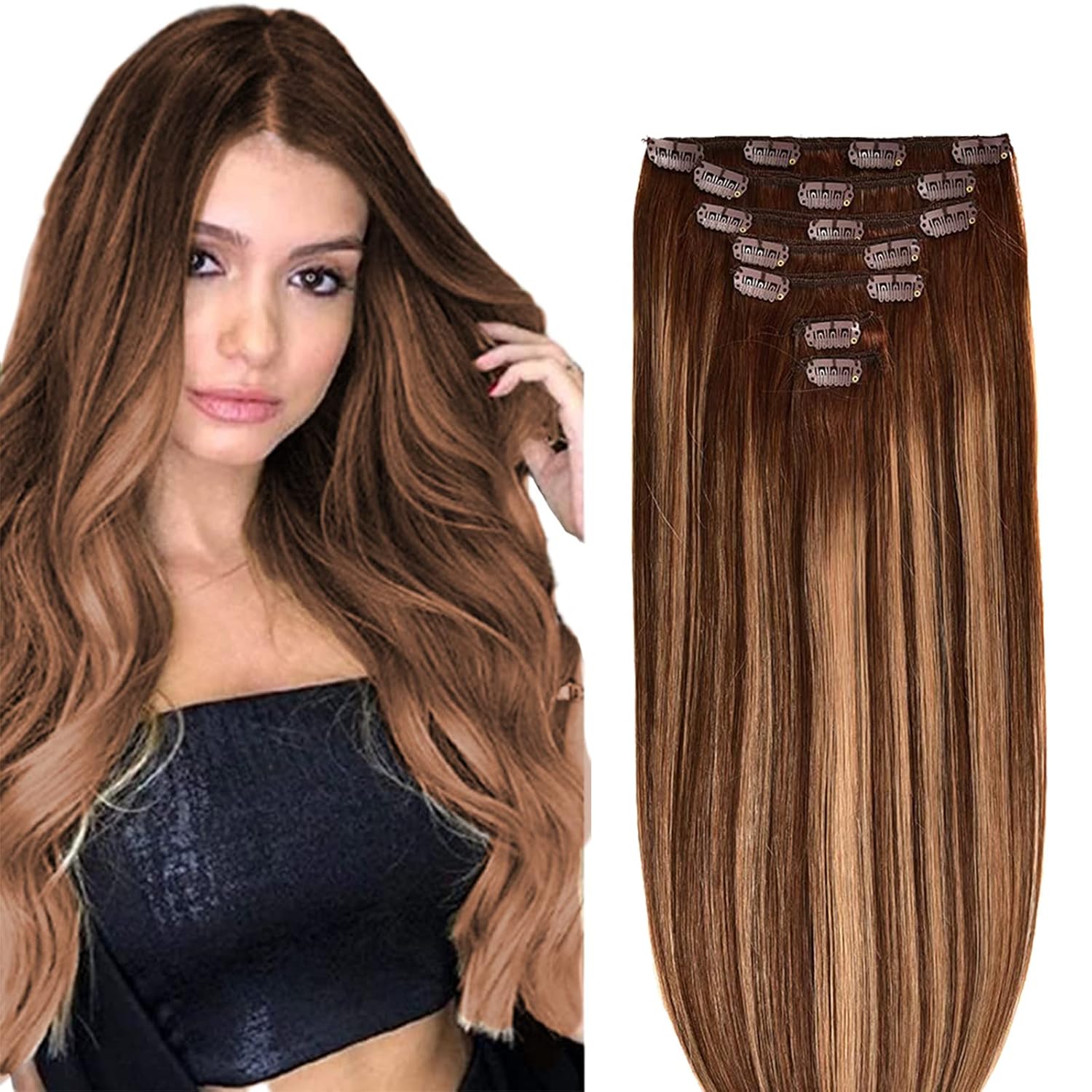 PARAHAIR Clip in Hair Extensions - Real Human Hair for Women