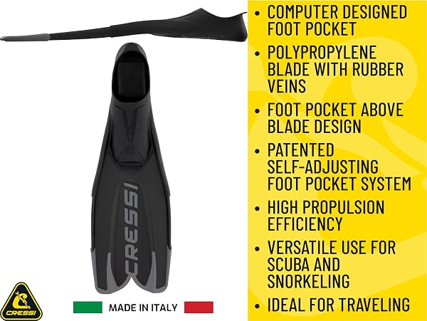 Cressi Agua PRO Fins - Pinna a Scarpetta Chiusa Perfetta per Le Scuole di Immersione e i Noleggi, Grazie alla Sua Struttura Resistente e Affidabile Unisex Adulto - 4