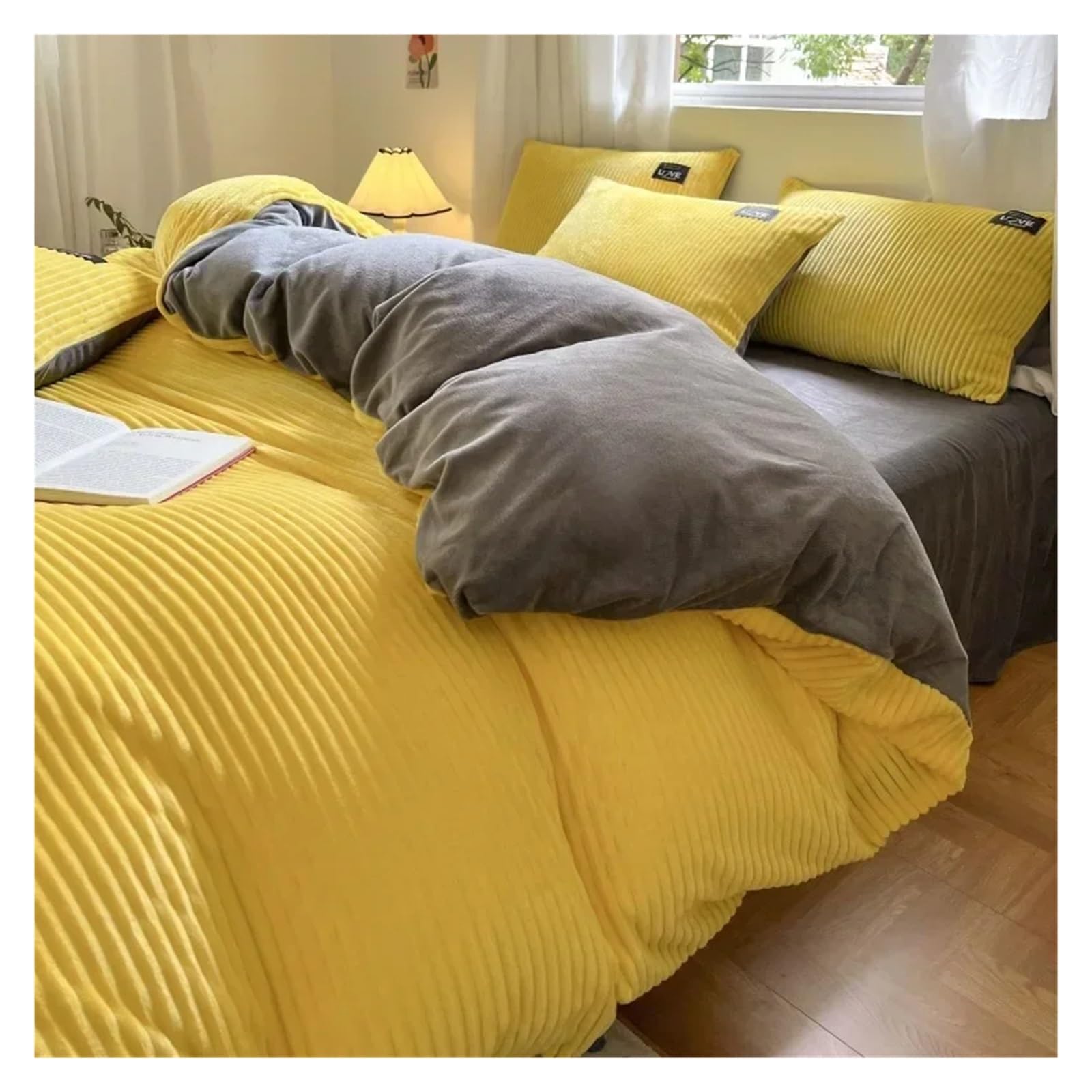 Linge de lit en flanelle et housse couette velours chaud 220x240cm