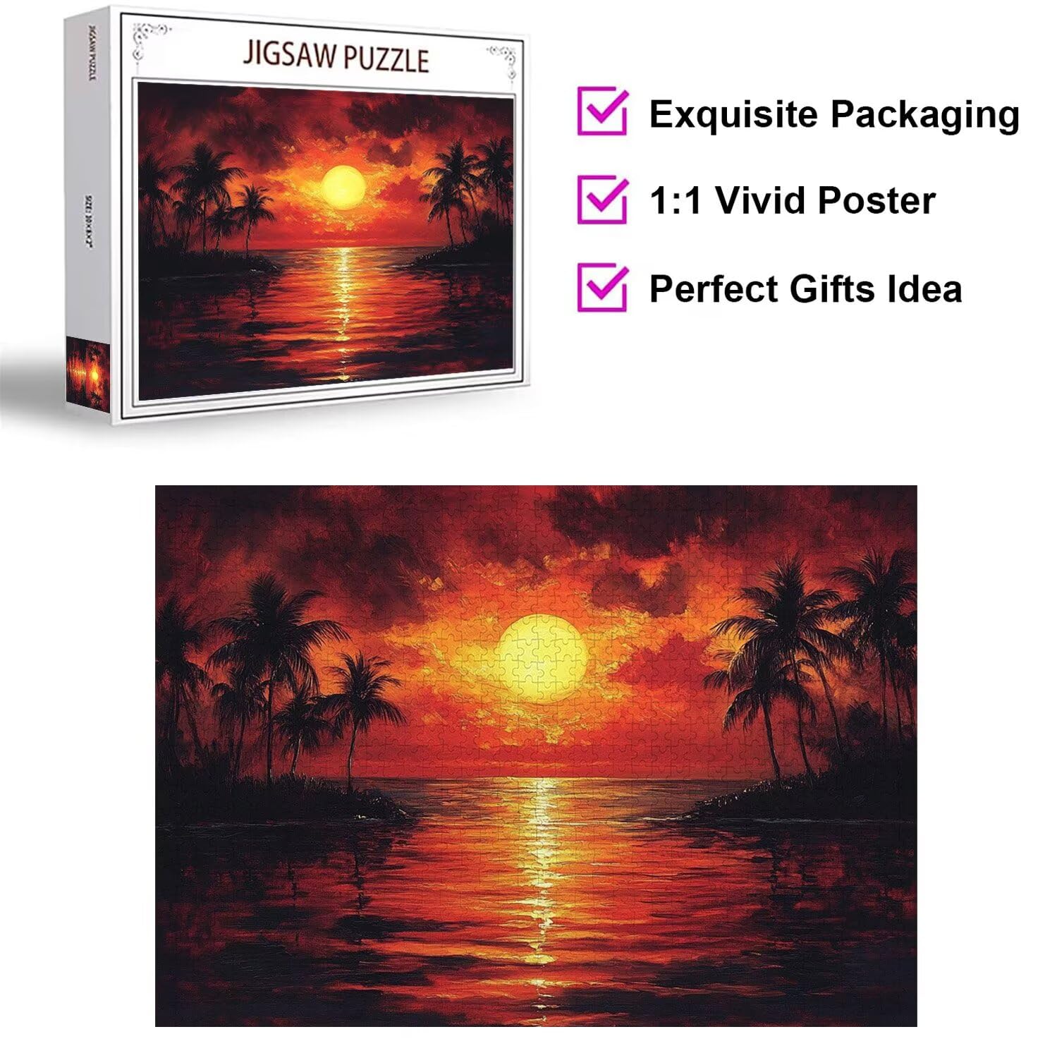 Puzzle 1000 Pièces Coucher de Soleil Puzzles Classiques Abstrait n-430