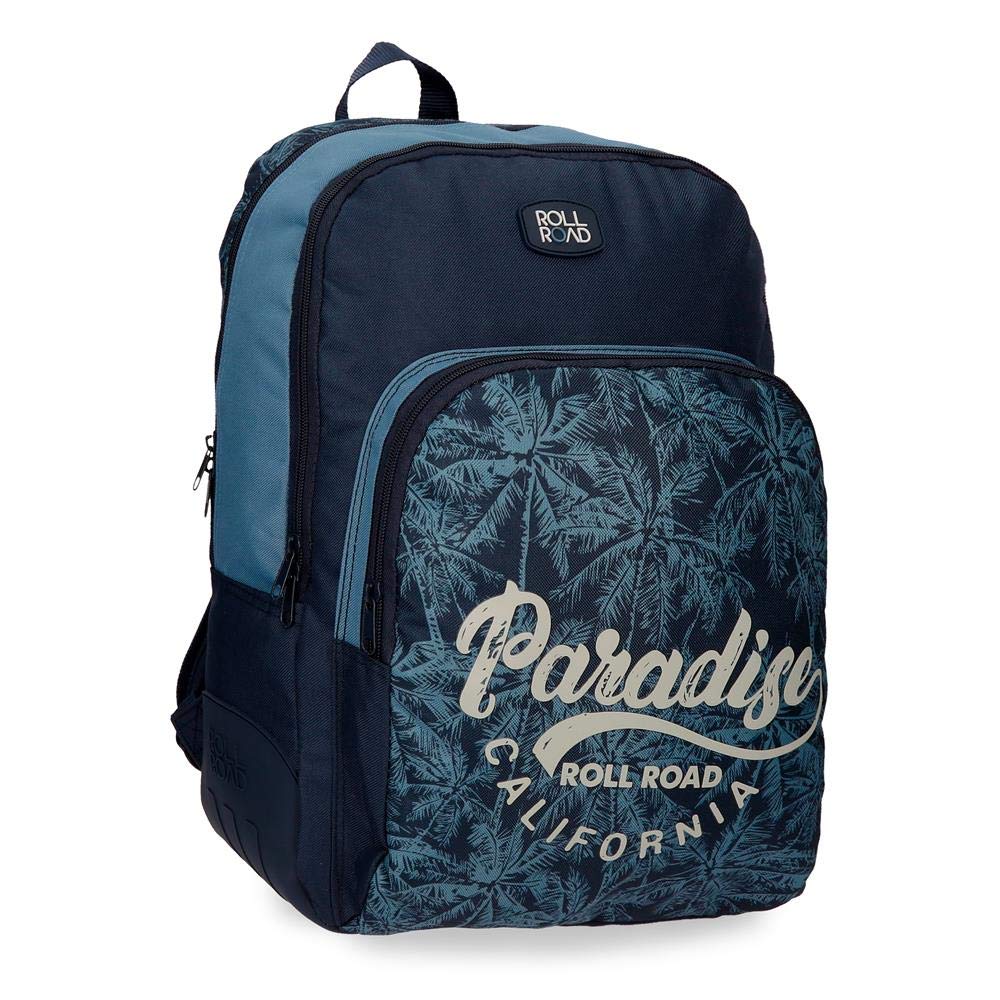 ROLL ROAD Palm Mochila Escolar Doble Compartimento Adaptable a Carro Azul 33x44x13,5 cms Poliéster 19.6L