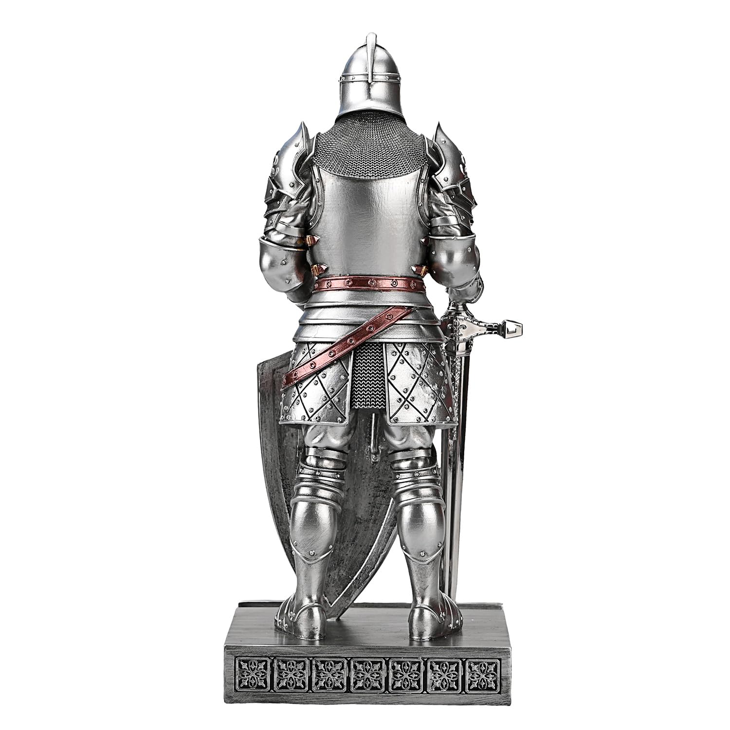 Ozdoba King's Guard figurka rycerza na biurko, akcesoria biurkowe, uchwyt na długopis, stojak do papieru do biura i domu (srebrny)