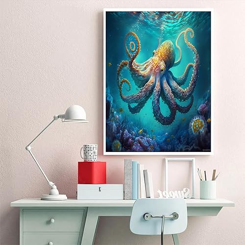 Miniatura 3 de Kit de arte de diamantes de pulpo submarino para adultos, pintura de diamante completo con diamantes, pintura de diamantes con diamantes, pintura de