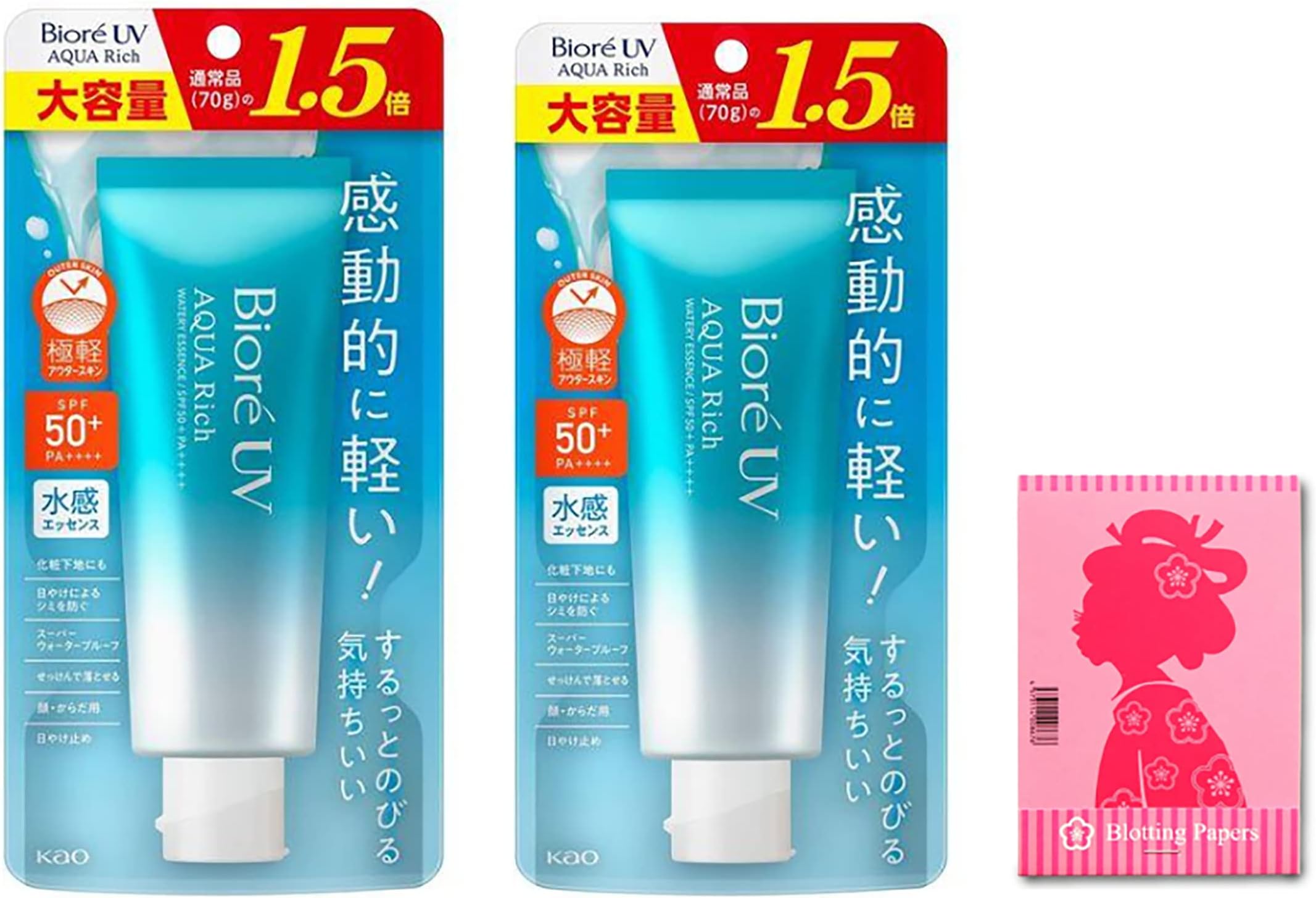 Pcak 2 Biore UV Essence Lightweight Sunscreen SPF 50+, PA++++ UVA/UVB Protection Rating