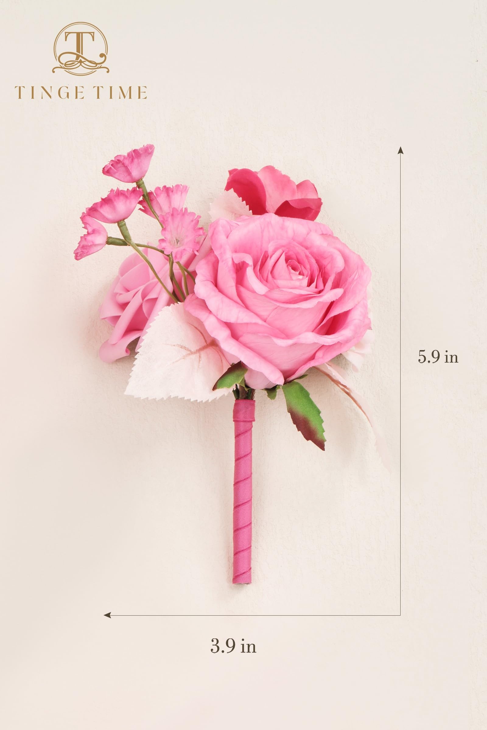 TINGE TIME Wedding Centerpieces Table Decorations, Set of 6, Hot Pink Rose Artificial Flowers Wedding Mini Flowers Bouquets Pre-Made Mini Floral for Dessert Desk Home Decor