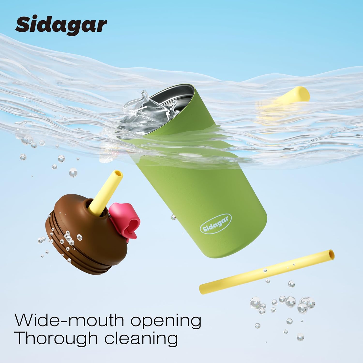 16 oz Coffee Tumbler, Stainless Steel Leak proof Travel Mug, Insulated Coffee cup with Lid and Straw, Drinks Flask for Women green - Image 4