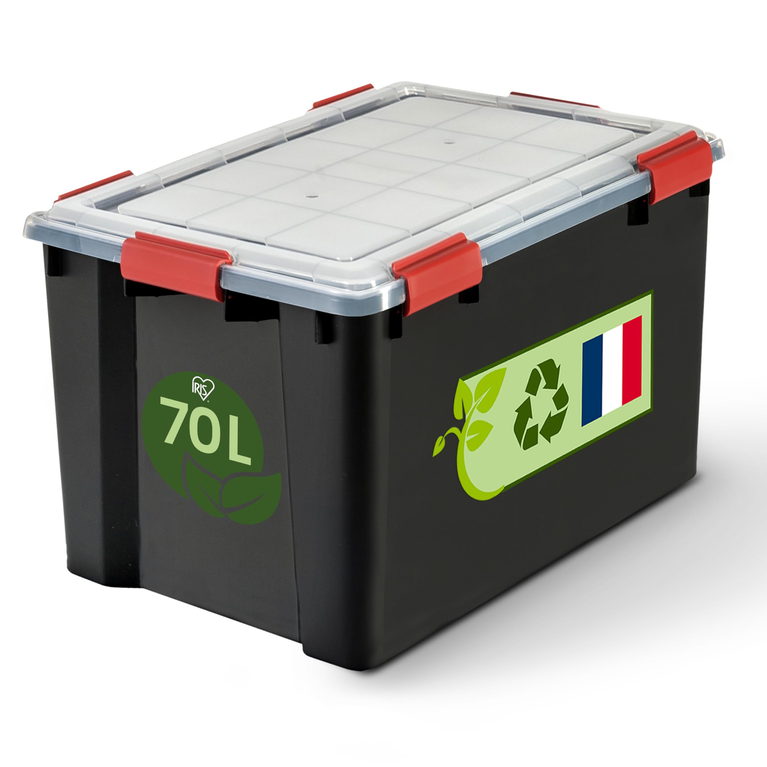 Iris Ohyama, Scatola di Raccoglimento Ermetica in Plastica, 70L, Per Unità, Nero, Giunto Stagno, Clip di Chiusura, Impilabile, per Esterno, Garage, Abbigliamento, No Polvere, Senza BPA, WSB-70