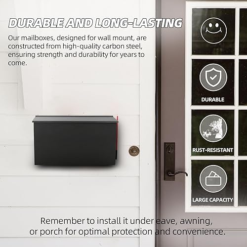 Miniatura 6 de TonGass Buzón de pared  Gran capacidad, buzón de acero al carbono a prueba de óxido  Ideal para uso en exteriores  Buzones para montaje en pared