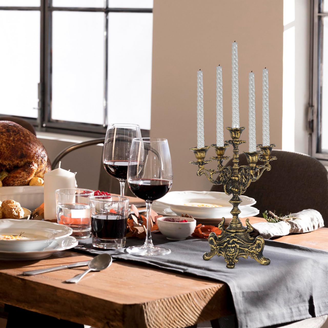 Abaodam 1 x Kerzenständer für Stumpenkerzen, dekorativer Kerzenständer, Hotel-Kerzenständer, Metall-Kerzenständer, Metall-Stumpenkerzensockel, Gusseisen, Schreibtisch-Display