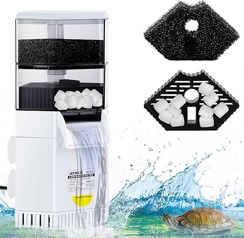 Miniatura 9 de Filtro de tanque de tortuga de 225 GPH para 10-40 galones, filtro de tortuga de bajo nivel de agua disponible, filtro de acuario con biofiltración