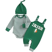 Newborn Baby Boy 1st Halloween Outfit Stripe Long Sleeve Romper Pumpkin Overall Pants Hat Set 3Pcs Fall Clothes