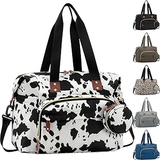 Diaper Bag Tote, Baby Bag Travel Diaper Tote Bag with Pacifier Case, Cute Maternity Hospital Baby Stylish Diaper Tote for Mom Dad Cow Print