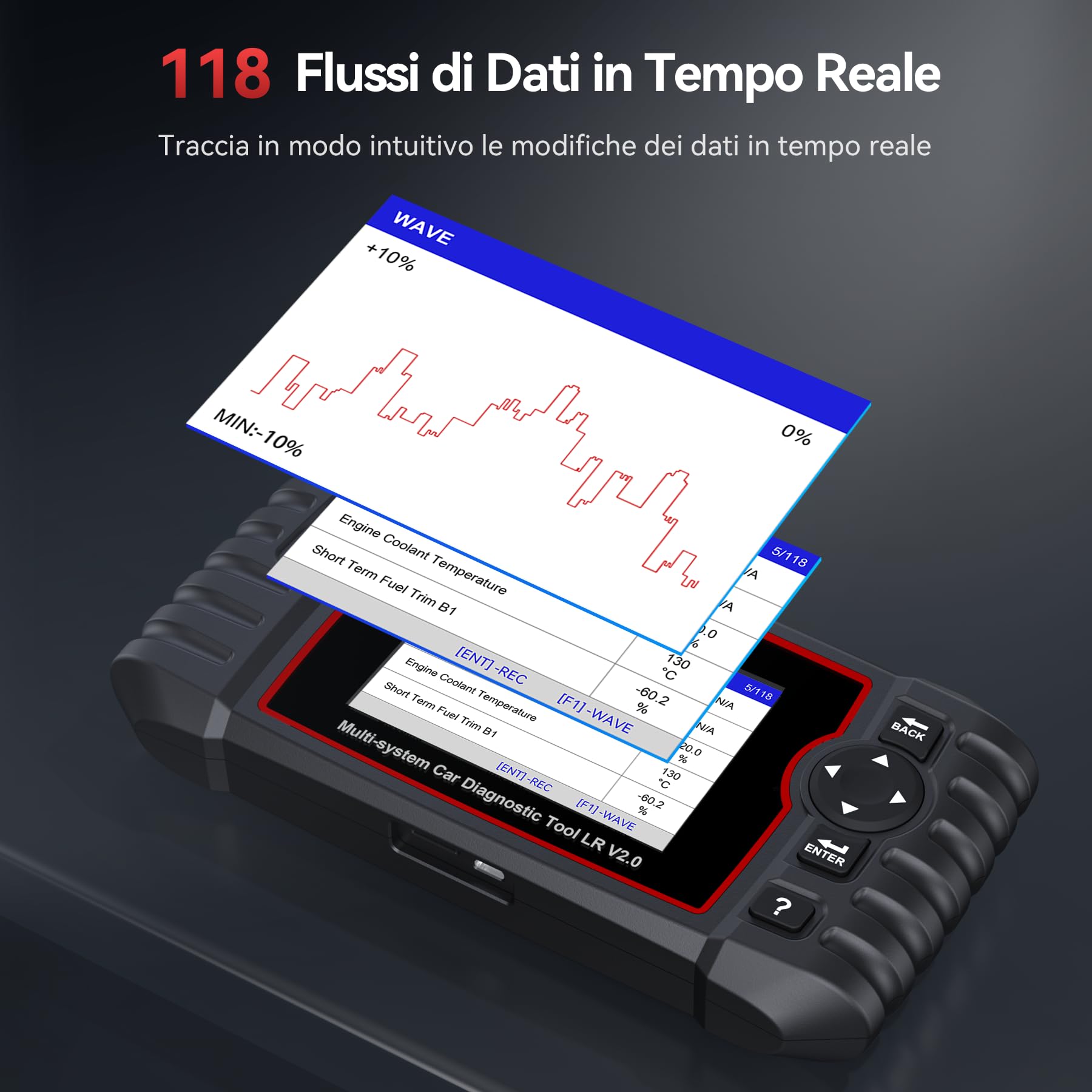 iCarsoft LR V2.0 OBD2 Auto Diagnostica per Land Rover/Jaguar, Diagnosi Auto in Italiano per Tutti i Sistemi, 9 Funzioni di Ripristino, Olio/EPB/BMS/ETC/SAS/INJ/TPMS/DP-F/ABS, Aggiornamento a Vita