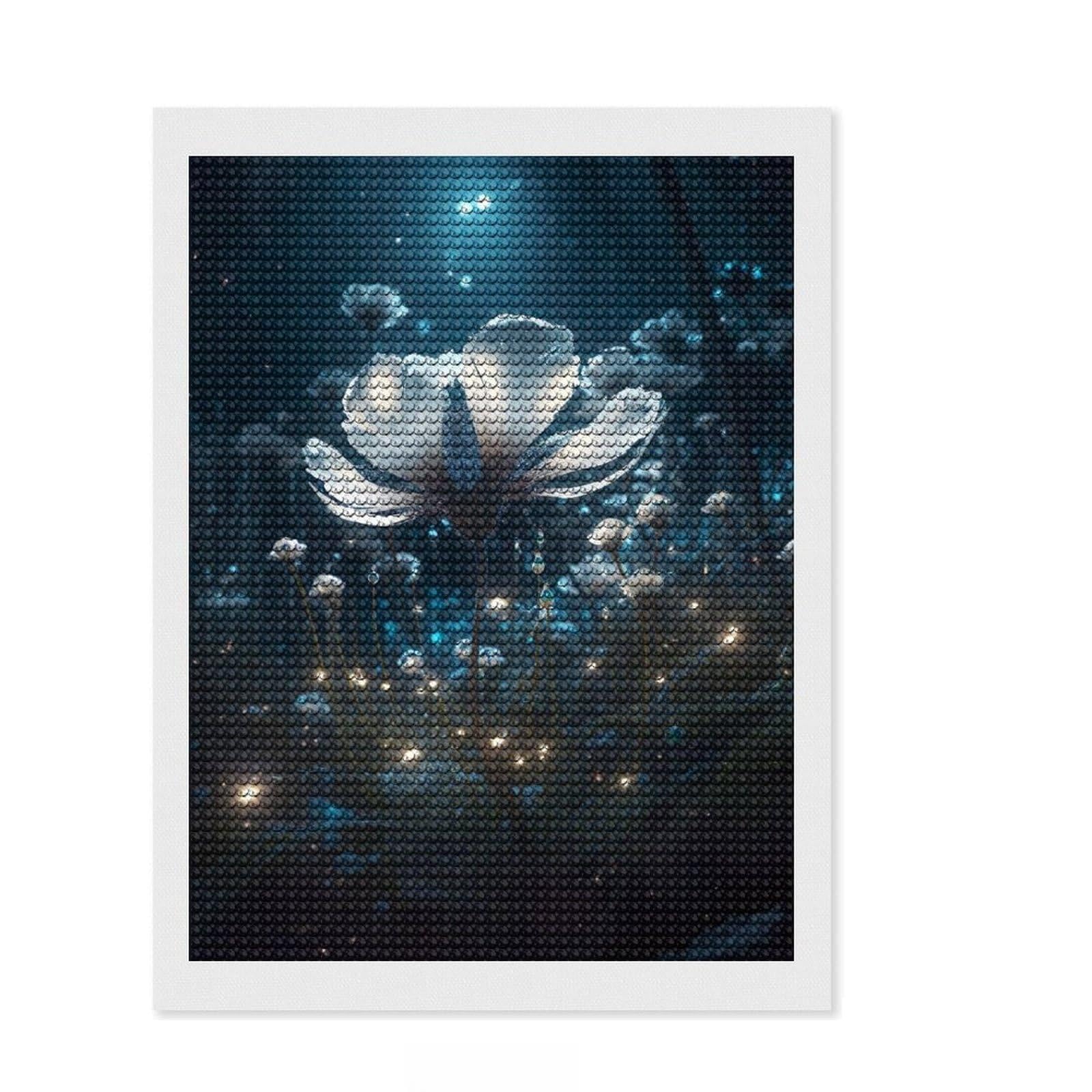 Junmoney Glowing Poppy Flower Full Drill Diamond Painting Kit 12"x16", for Adults, Easy to Follow Symbols, Gift Idea, Aesthetic Room Decor