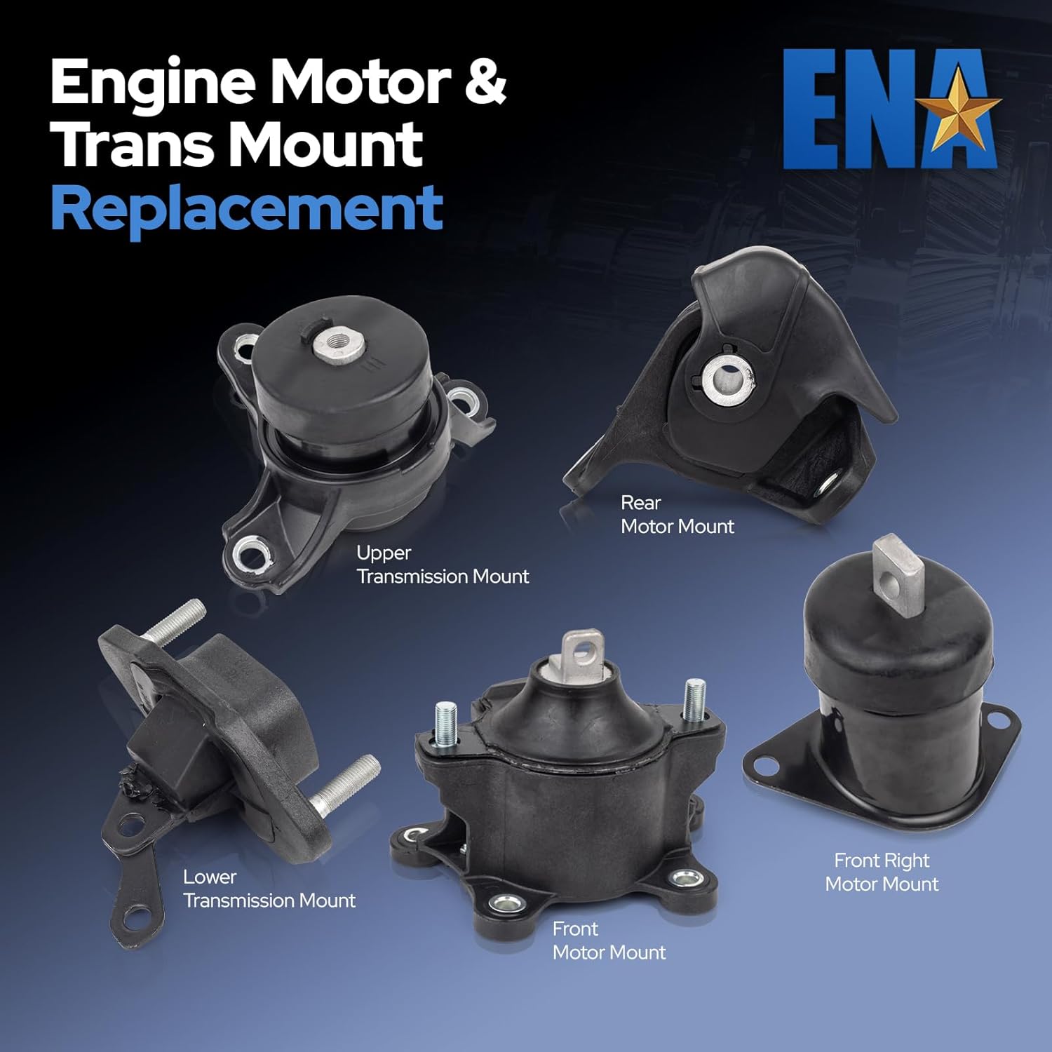 ENA Engine Motor Mount Set Compatible with Honda Accord Acura TSXR 2010 2009 2008 2011 2012 2013 2.4L l4 Replacement for A4561 A4565 A4570 A4572 A4584 9459 9488 9443 9884 9428