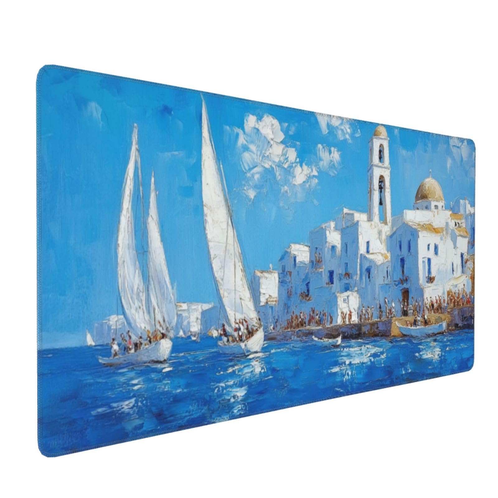Gamingowa podkładka pod mysz, niebieska, XXL, 1200 x 600 x 3 mm, podkładka pod mysz, dla graczy, żaglówka, podkładka na biurko, z zabezpieczeniem krawędzi, wodoodporna, akcesoria dla graczy, poprawia