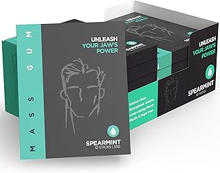 MASS GUM Tough Chewing Gum - Spearmint - Jawline Exerciser - Hard Gum - 10 Packs of 12 Pieces (120 Total Pieces)