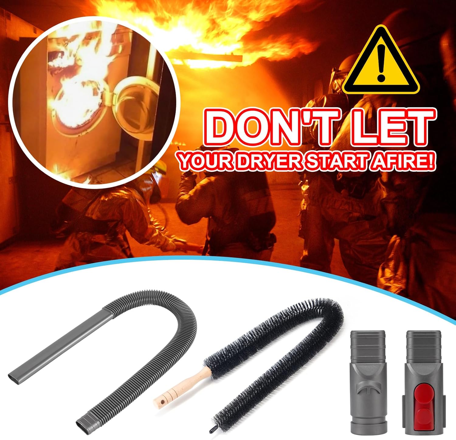 GYLBF Dryer Vent Cleaner Kit Compatible with Dyson V7 V8 V10 V11 V12 V15, Flexible Dryer Vacuum Hose Attachment for V6 DC58 DC59 DC61 DC62, Flexible Crevice Tool for Small Crevice(Gray)