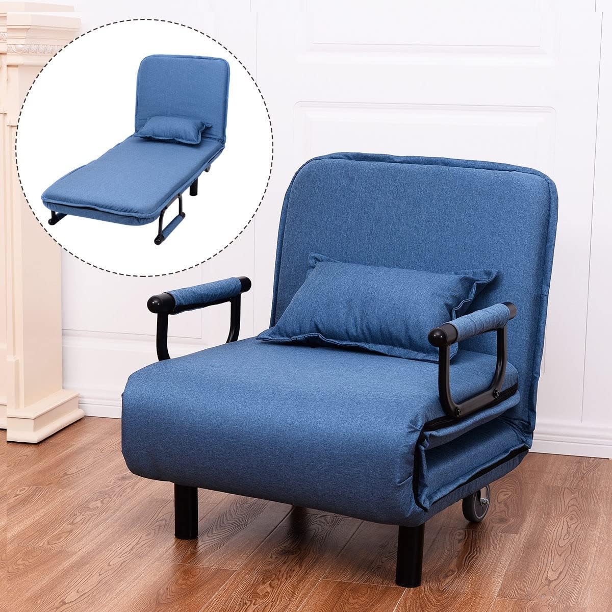 Convertible Sofa Bed Folding Arm Chair Sleeper Leisure Recliner Living Room Lounge Couch Furniture