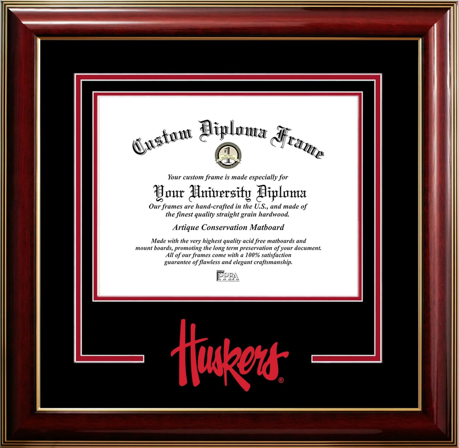 Campus Images University of Nebraska Cornhuskers 11w x 8.5h Classic Spirit Logo Diploma Frame