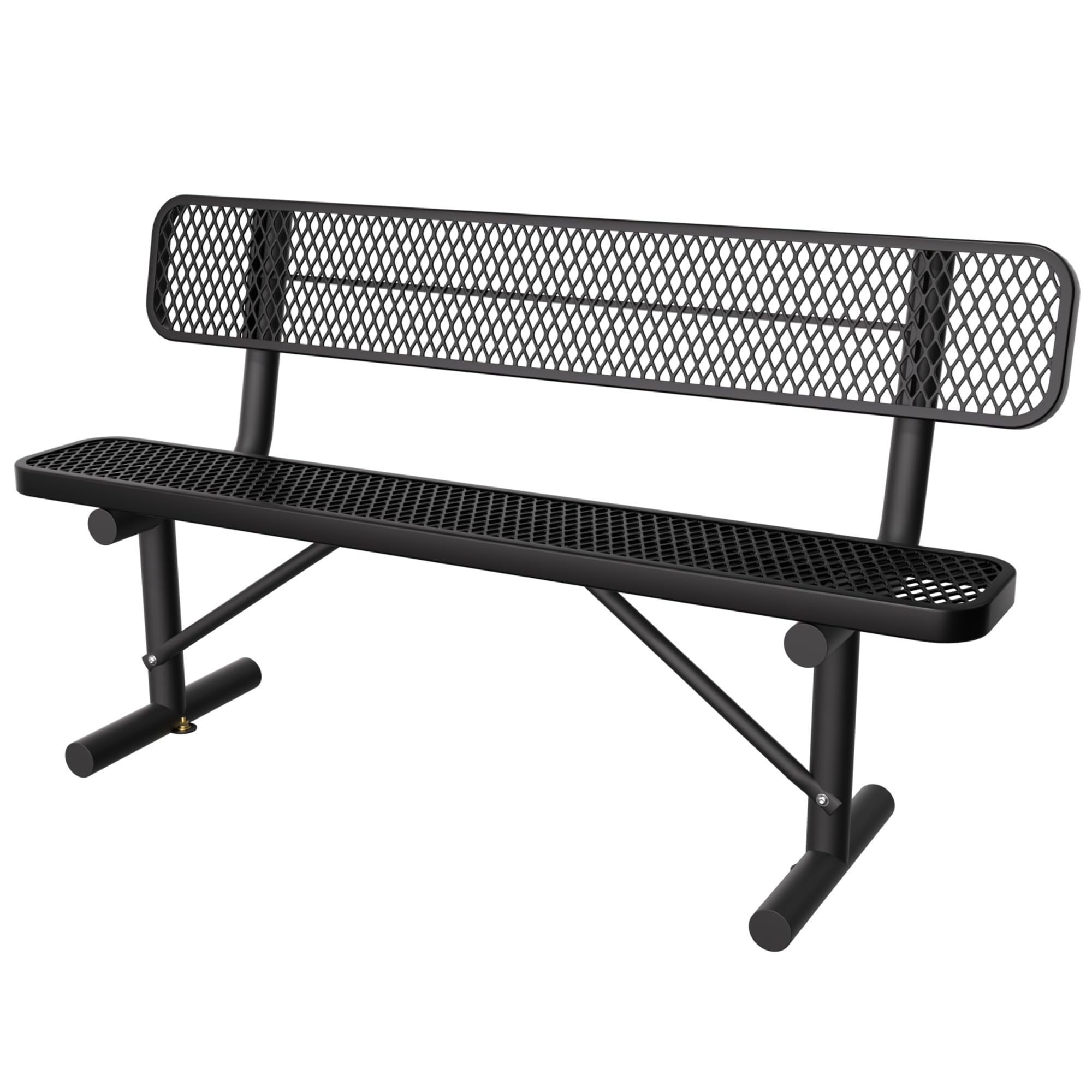 Sunnibety 6 Feet Heavy Duty Metal Park Bench for Outside, Outdoor Bench with Backrest & Portable Frame, Commercial Benches for Shopping Malls, Stores,