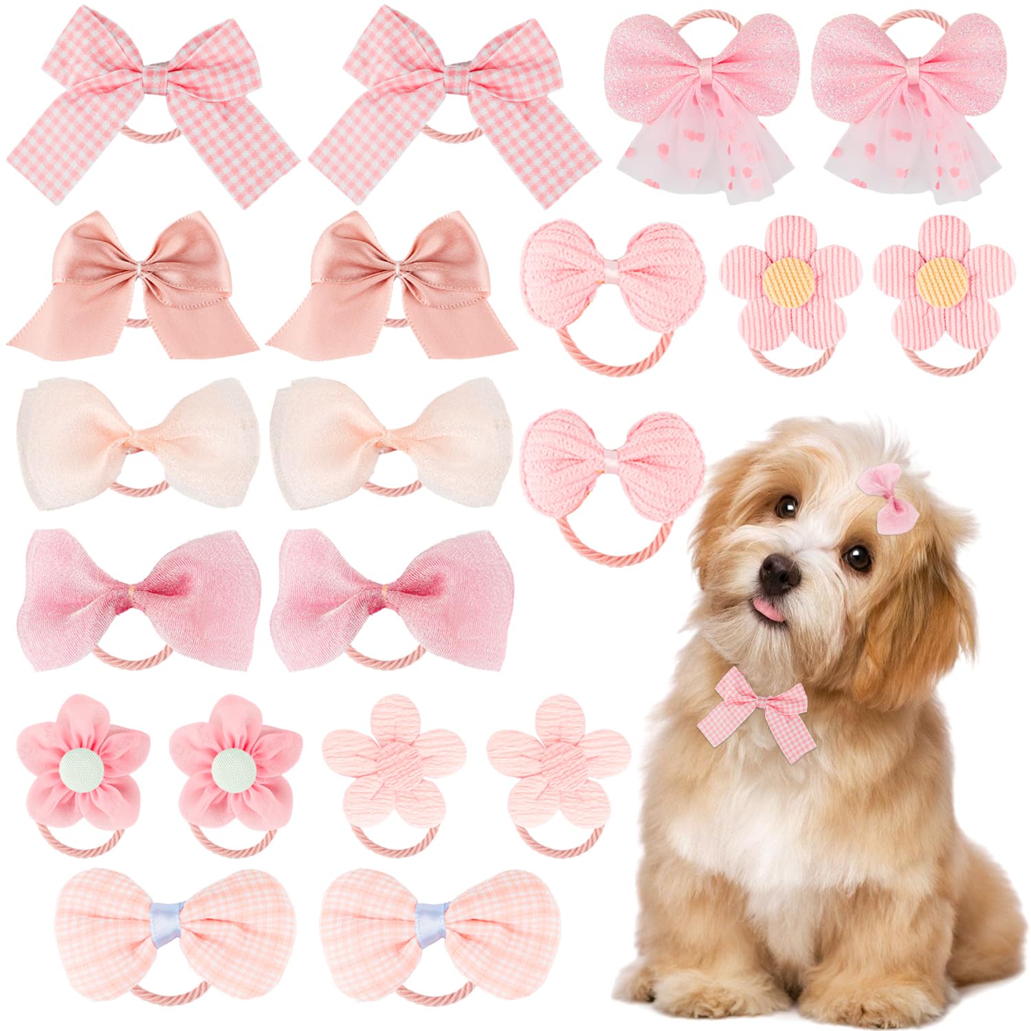 Nœuds en caoutchouc pour poils de chien de petite taille rose