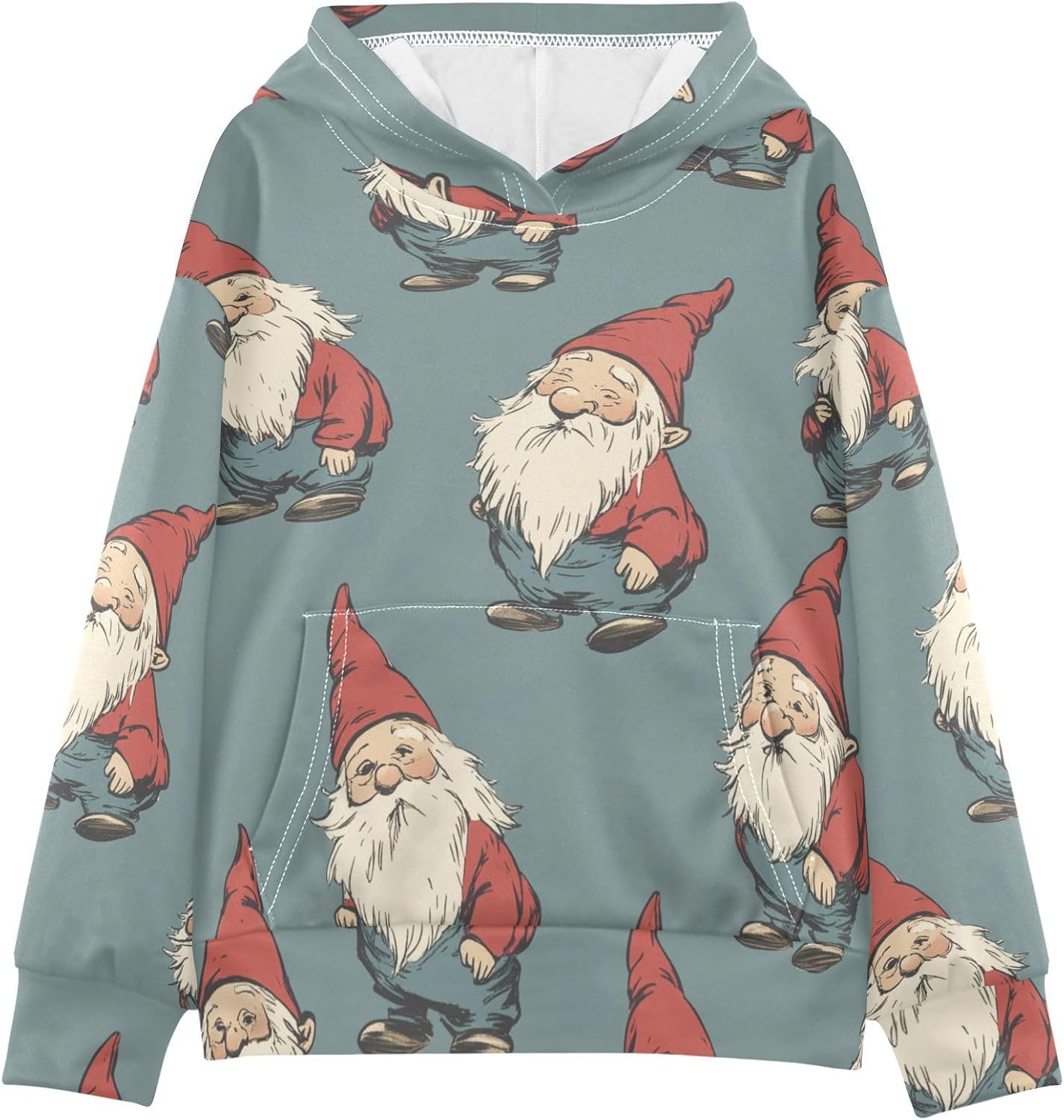 ZZXXB Gnome Kids Sweatshirts Boys Girls Hooded Kangaroo Pocket Pullover Tops XS-XXL