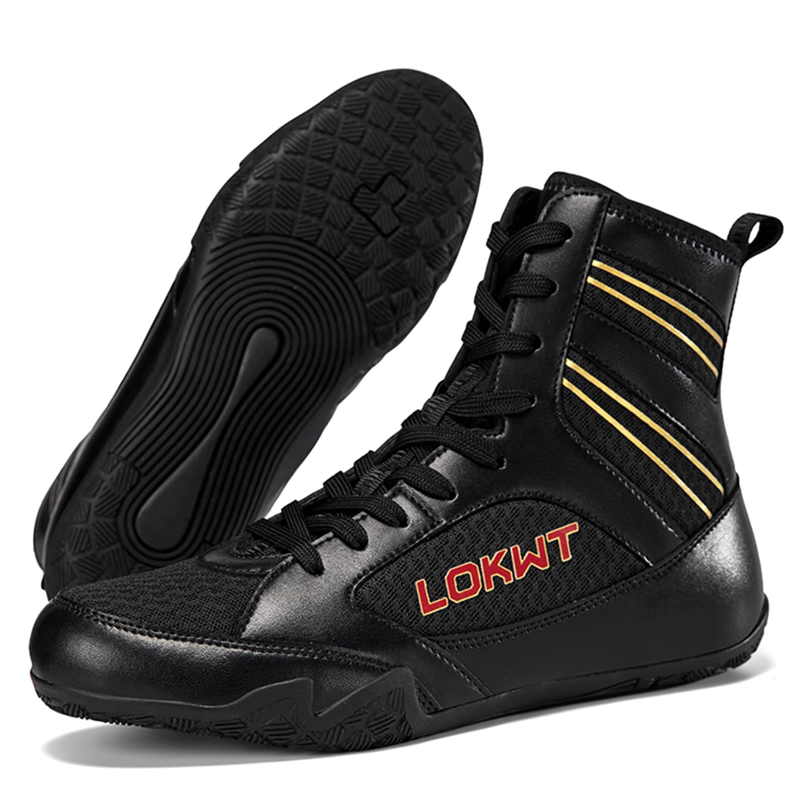 Zapatos de Boxeo para Hombres Zapatos de Lucha Libre Kickboxing, Boxeadores, Entrenadores, Artes Marciales Transpirables Culturismo Botas de Boxeo