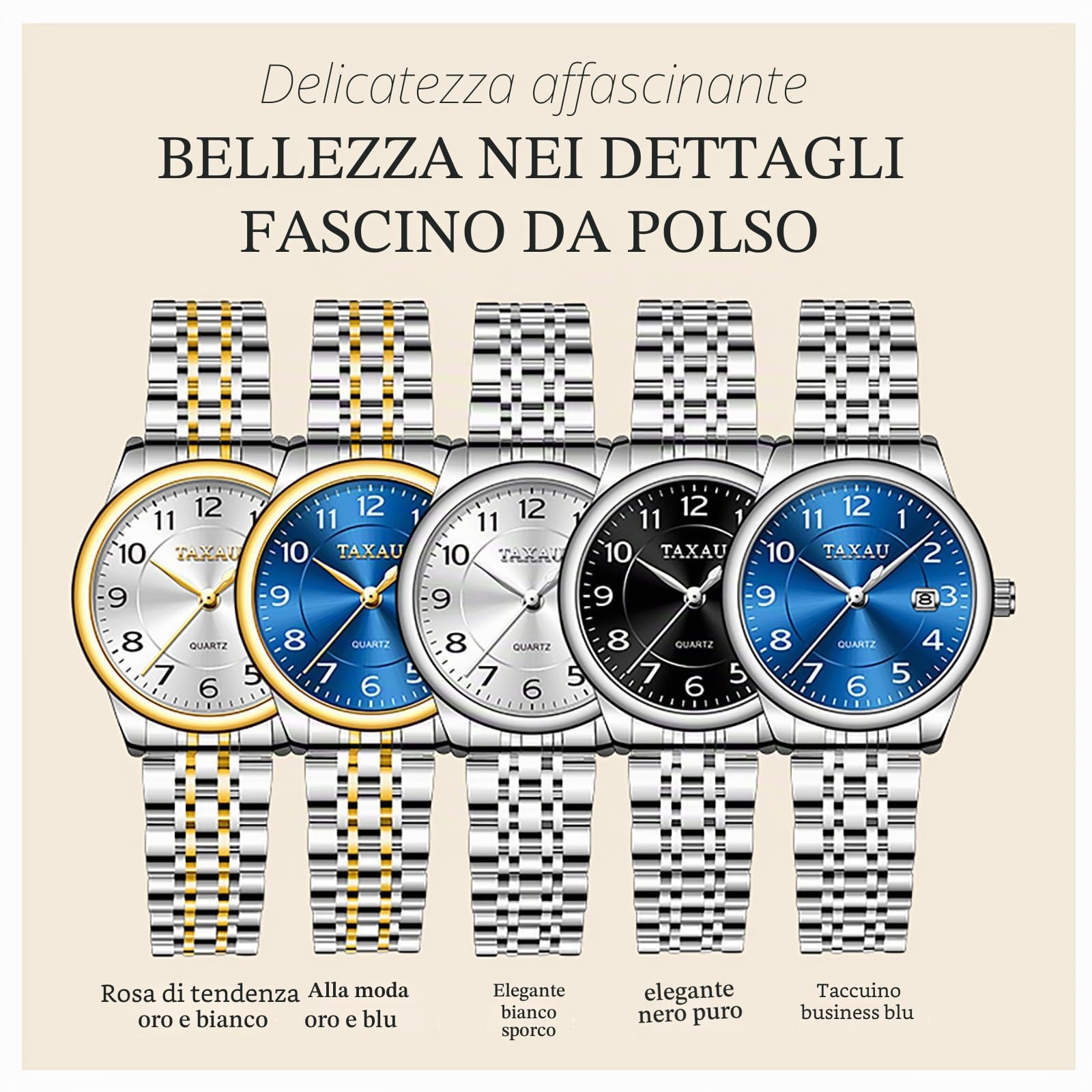 Taxau Orologi per le donne numeri arabi piccolo quadrante facile lettura orologi da donna stile semplice data orologi impermeabili in acciaio inossidabile per le donne Reloj para Mujer