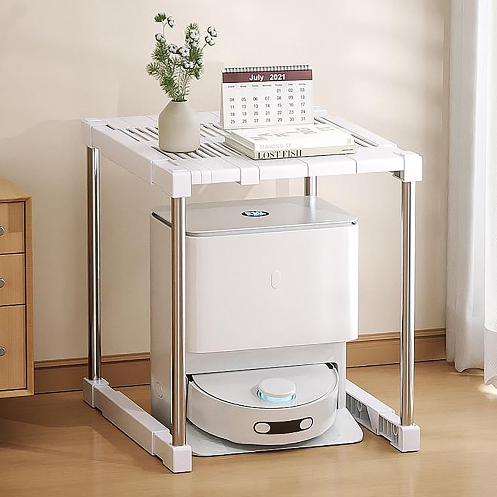 Mueble para aspiradora con estantes ajustables que optimiza el espacio de tu salon
