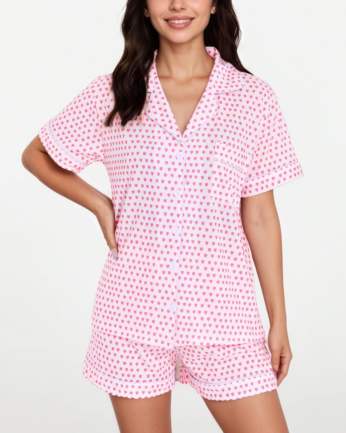 Women's Pajamas Set Button Down Ladies Summer Pajamas Monkey Printed Sleepwear Short Sleeve 2 Pc Pjs for Birthday Gift - Image 4