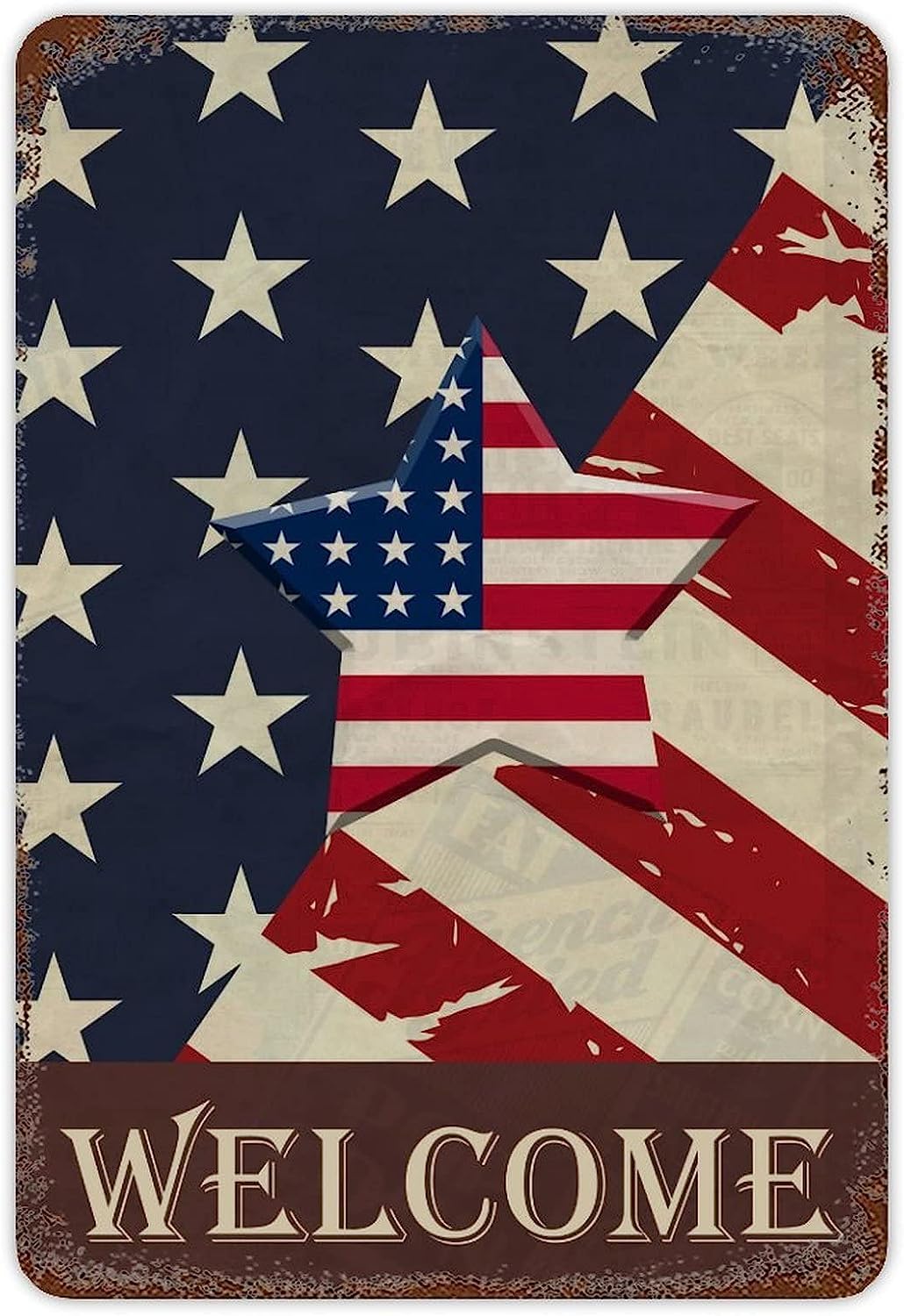Kwqdozf As Pic Retro Metal Tin Sign 4Th Of July Decor Independence Day Veterans Welcome He