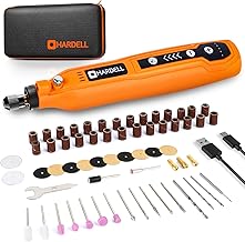 HARDELL Mini meuleuse électrique à batterie, 5 vitesses, outil rotatif, 3,7 V avec lumière LED, mini perceuse électrique avec 69 accessoires pour petits projets de bricolage et de bricolage