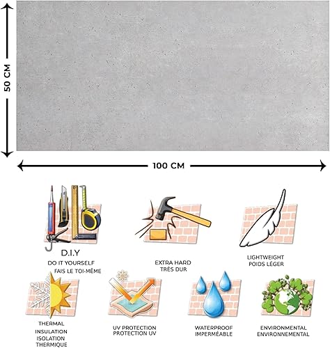 Miniatura 6 de Dundee Deco Paneles de pared 3D efecto concreto revestimiento, paneles de pared con aspecto de cemento gris plateado, revestimiento de espuma de