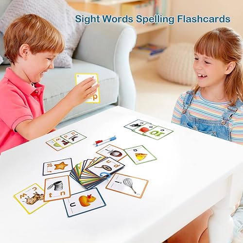 Miniatura 6 de Phonics Sight Words Flash Cards Kindergarten, CVC Word Games Vowel Spelling Flashcards Aprender a Leer Escribir Montessori Suministros Educativos