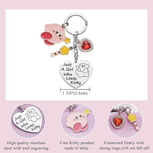 Miniatura 2 de Kirby Merch - Lindo llavero de dibujos animados de videojuegos, regalos de personajes para adolescentes, niñas, hijas, mujeres, regalo de cumpleaños