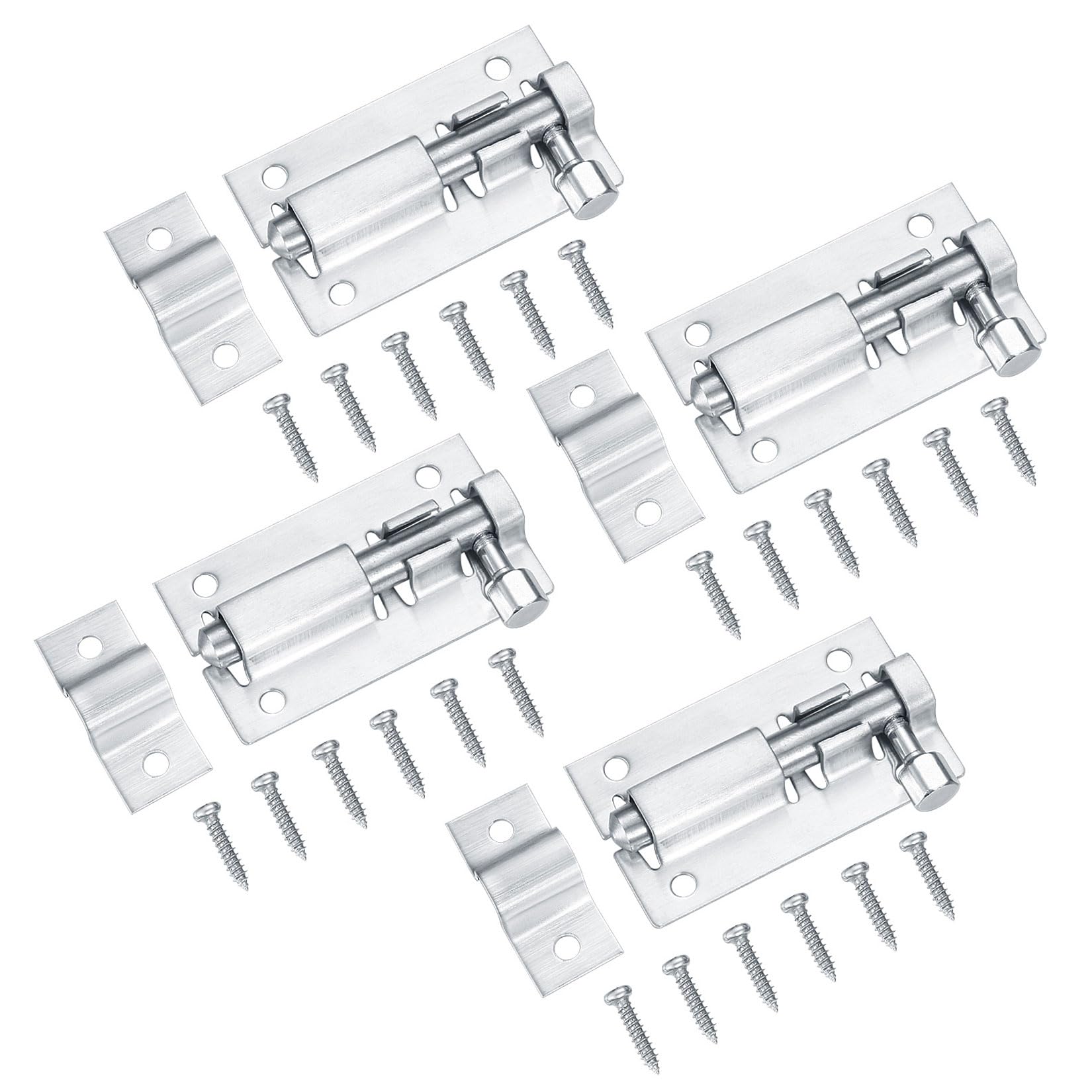 4 Pcs Door Bolt Lock Latch, 3 Inch Stainless Steel Heavy Duty Barrel Sliding Latch Lock