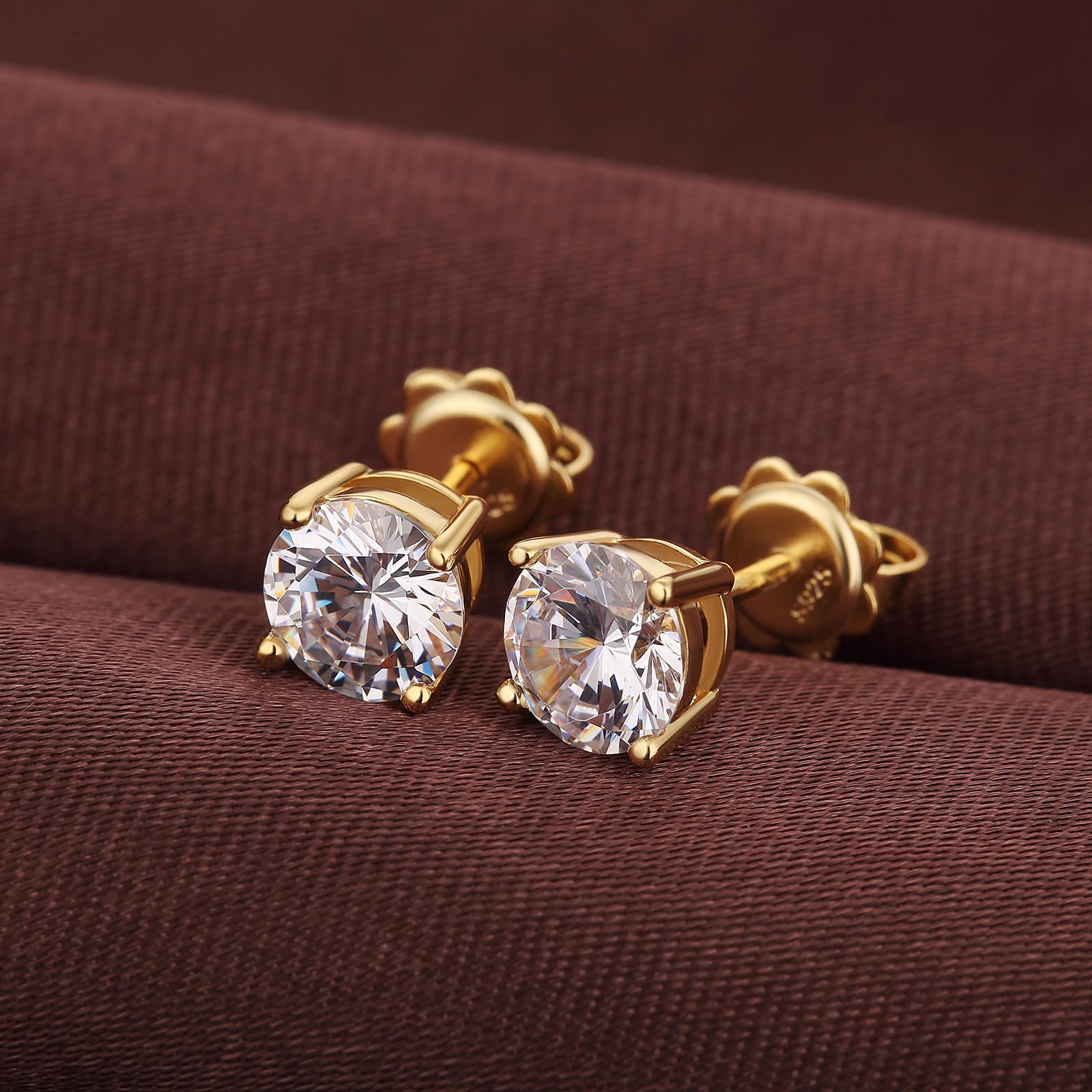 jiamiaoi 18 Karat Weißgold plattiert Glänzend Ohrringe Silber 925 Stecker, 4mm-8mm 4A+ Zirkonia Ohrstecker Herz Ohrringe Fur Damen Herren